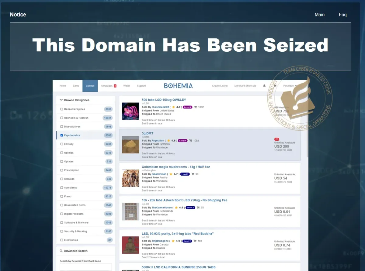 Key Figure in Dark Web Market Bohemia Faces 3-Year Prison Sentence
